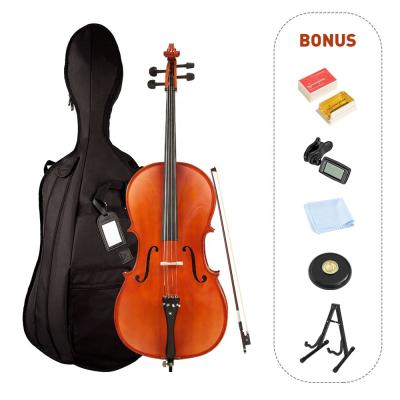 China Advancing Rise Student Violin With Black Padded Gig Soft Bag Rosin Wholesale Good Quality Solid Fir Wood Varnish 4/4 Full Size Cello 4/4 3/4 1/2 1/ 4 NC; JIA for sale