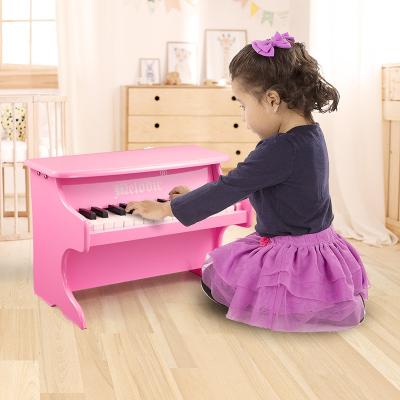 China Baby MusicToy Mechanical Toy Mini Musical Instrument 25 Keys Children's Wooden Piano For Children Hand-eye Coordination Pink for sale