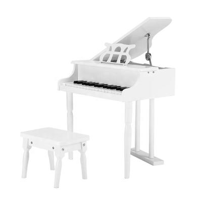 China Baby MusicToy Mechanical Toy Mini Musical Instrument 30 Keys Children Wooden Piano for Children Hand-eye Coordination WHITE for sale