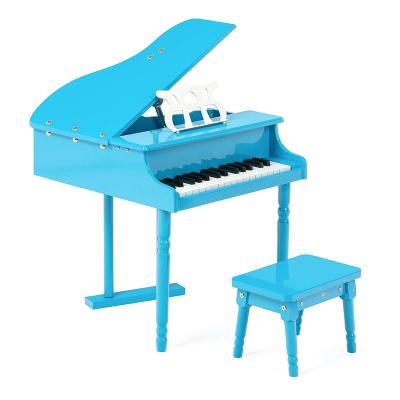 China Baby MusicToy Mechanical Toy Mini Musical Instrument 30 Keys Children Wooden Piano for Kids Hand-eye Coordination BLUE for sale