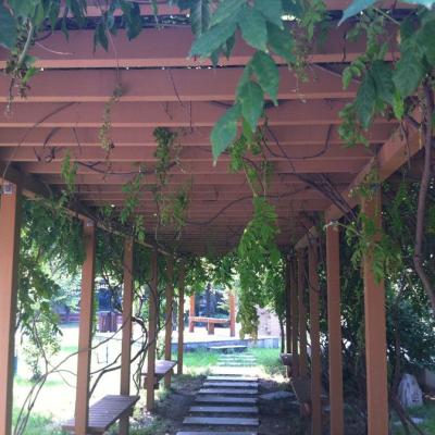 China New Type Easily Assembled WPC Villa Factory Compound Pergola for sale