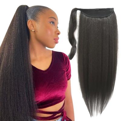 China Wrap Around Link New Arrivals Wholesale Curly Synthetic Magic Link Yaki Straight Hair Ponytail Hairpiece 30 Inch 30 Inch Curly Wrap Around Ponytails for sale