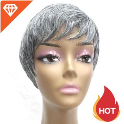 China Sale 10A Synthetic Wig Brazilian Gray Gray Color Hair Short Bob Natural Pixie Cut Human Hair Wigs From Pixie Cut Wig Novelties Hot for sale