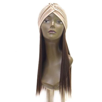 China Wholesale Headband Wigs New Arrivals Wholesale High Temperature Resistant Synthetic Straight Turban Wrap Hat Indian Hair Tied Headband Wig for sale