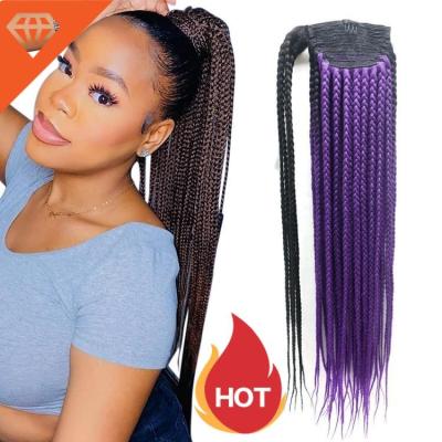 China Chain Around Braided Novelties 26 Inch High Ombre Colored Wigs Pre Stretched Pony Tails Synthetic Ponytails For Women Braided Hair Clip for sale