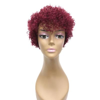 China Jerry Curl Novelties Wholesale South Africa Kinky Curly Wigs Short Fluffy Afro Heat Resistant Messy Deep Kinky Synthetic Fiber Kinky Curly Wigs for sale