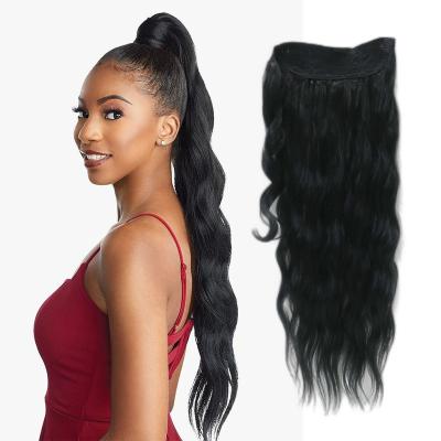 China Chain Around Pony Tails Black Women Wigs 30 Inch Natural Body Wave Novelties Clip In Peruca Wrap Around Synthetic Hair Extension Ponytails for sale