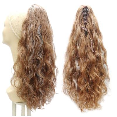 China New Arrivals Brown Wholesale 22 Claw Clip Inches Heat Resistant Synthetic Drawstring Pony Tail Cola De Caballo Curly Claw Clips Ponytail for sale