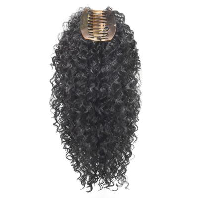 China Curly Black Synthetic Fiber Hairpiece Ponytail Wig Jaw Claw Clip Novelties Deep Wave Curl Women Jaw Claw Clip Ponytail Hair Extension Black for sale