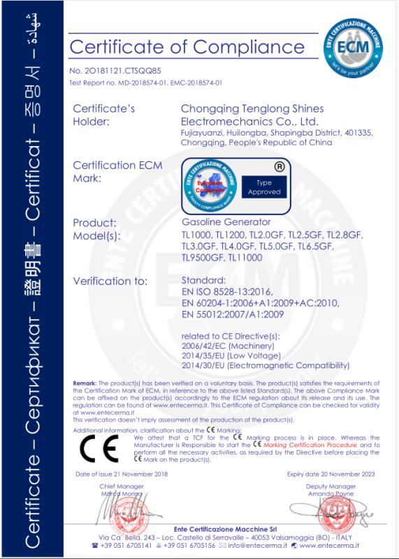 CE - Chongqing Tenglong Shines Electro-Mechanics Co., Ltd.