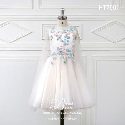 China With Newest Style Jacket Design A Line Bridesmaid Dress With Pretty 3D Lace Flower For Wedding for sale