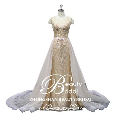 China XF19043 Original Design Elegant Gold Mermaid Wedding Dress Anti-Static With Detachable Train 20201 for sale