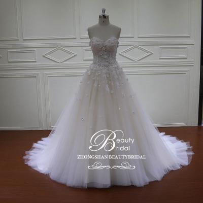 China HD-017 Anti-Static Classic Serious Ball Gown Wedding Dress With 3D Lace Flower Wedding Dress for sale