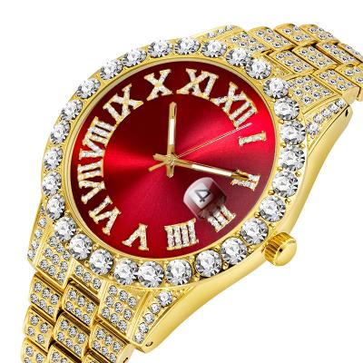 China Custom Luxury Waterproof Day / Date Brand Watch 3ATM Diamonds Watch For Men for sale