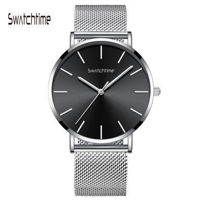 China Day/date drop shipping Japan minimalist movement back stainless steel Europe stylish ultra thin quartz watch for men for sale