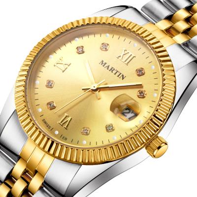 China Wholesale China Day/Date Watch With Japan Movement Waterproof Magnifier The Date For Business Men Gold Watch Custom for sale