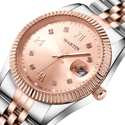 China Wholesale Women's Classic Dress Day/Date Mens Diamond Luxury Gold Watch 3atm Waterproof Quartz Relojes Mens Wrist Watch for sale