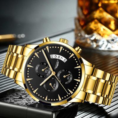 China 2020 Chronograph Arabic Men's Gold Watches 43mm Big Dial Sapphire Luminous Luxury Chronograph Quartz Stainless Steel Waterproof Wristwatch for sale