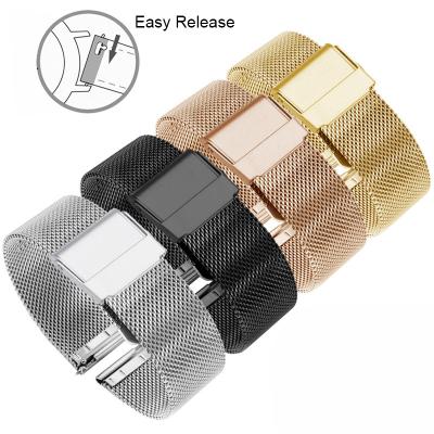 China High Quality Milan Strap 10/12/14/16/18/19/20/21/22/24mm Quick Release Stainless Steel Easy Open Watch Mesh Band for sale