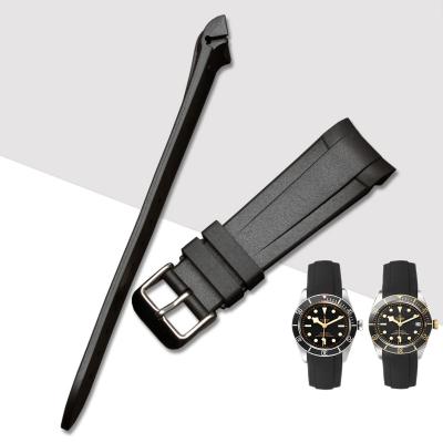 China Wholesale Rubber Strap Replace Watch Band High Quality Soft Rubber Watch Strap Smart Watch Strap 22MM Curved Strap Rubber for sale