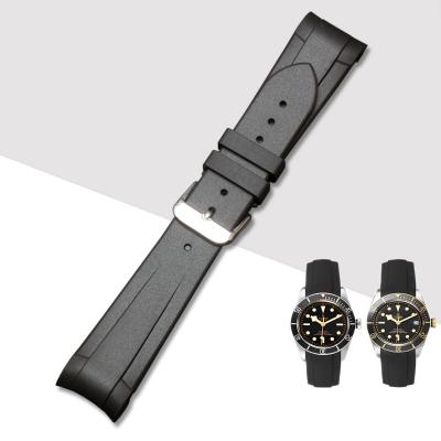 China Wholesale Branded Rubber Strap Watch Replace Band 22MM Luxury High Quality Curved Rubber Watch Strap for sale