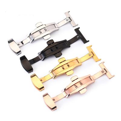 China Wholesale 10-24mm Watch Leather Strap Buckle 304/316L Stainless Steel Watch Buckle Butterfly for sale