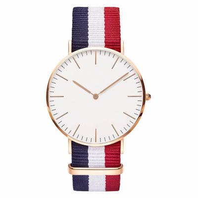 China Chinese wholesale cheap nylon strap water resistant simple ultra thin watch for women and gentleman for sale