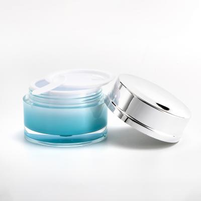 China Cosmetic manufacturers head 2021 new blue gradient cosmetic jar with spoon packaging jar for sale