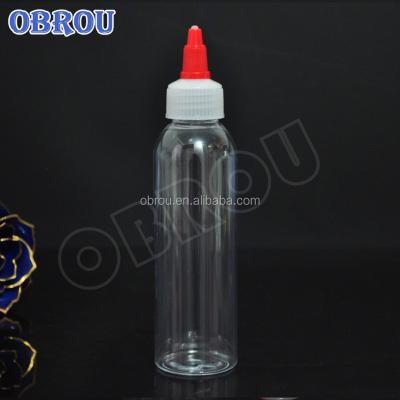 China Large Size PET 120ml Pigment Glue Hot Transparent Twist Cap Plastic Eliquid Vendor Bottle For Tattoo Ink 4oz for sale