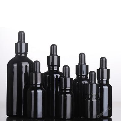 China Black Bottle 30ml Black Dropper 1oz Essential Oil Glass Cosmetic Glass Bottle With Dropper Glass Bottle for sale