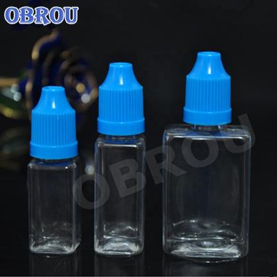 China Hot Sales Chemical PET Clear Square Liquid Bottle 10ml 15ml 30ml Rectangle Plastic Eye Dropper Bottles for sale