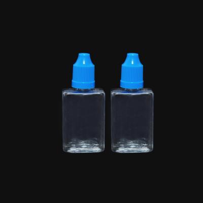 China Plastic Clear E Liquids 30ml Rectangle Pet Dropper Bottle 30ml 15ml 10ml Bottle With Cap Kid Safe for sale