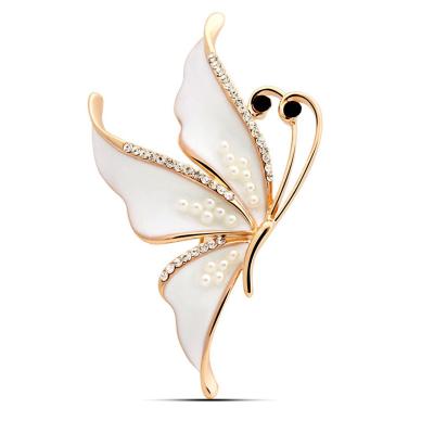 China New Luxury Butterfly Rose Gold Plated Zircon Crystal ALLOY Animal Brooches Wholesales Shape Jewelry For Women MLY5010 for sale