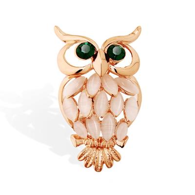 China ALLOY Vintage Brooch Bird Rose Gold Plated Crystal Jewelry Opal Rhinestone Owl Animal Women Brooches Pins for sale