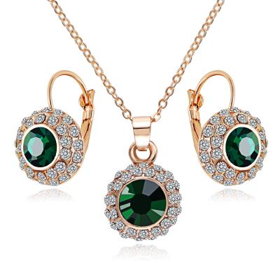 China Vintage 18K Gold Plated Rhinestone Crystal Moon River Necklace And Earring Jewelry Sets Fashion Jewelry For Women MLK4335-1 for sale