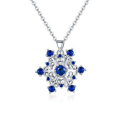 China CLASSIC Fashion Silver Women's Full Snowflake Pendant Rhinestone Brass Necklace Jewelry for sale