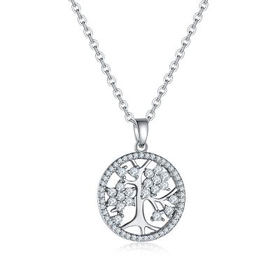 China CLASSIC Factory Brass Tree Necklace Women's Crystal Zircon Pendant Silver Color Clavicle Chain Jewelry for sale