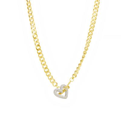 China CLASSIC Pendant Necklace Women Clavicle Heart Heart Zircon 18k Gold Brass High Quality Jewelry for sale