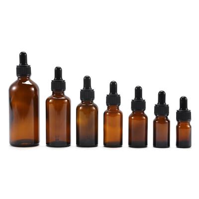 China Personal Care 5ml 10ml 15ml 20ml 30ml 50ml 100ml Luxury Amber Glass Dropper Bottle Essential Oil Glass Bottles for sale