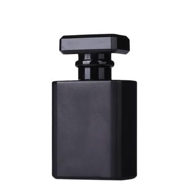 China Luxury Black 50ml Glass Perfume Bottle Rectangle Mini Spray Perfume Bottle for sale