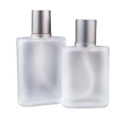 China High Grade 30ml 50ml Cosmetic Empty Frosted Square Mouth Glass Cosmetics Spray Bottle Perfume Spray Glass Bottle for sale