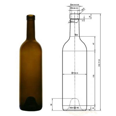 China Beverage 750ml Red Wine Bottle Bordeaux Glass Bottle With Cork Cap for sale