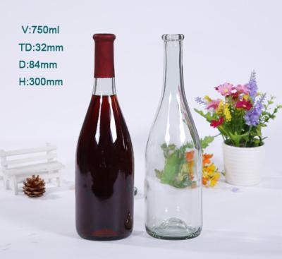 China Beverage 750ml 25oz High Classic Flint Classic Champagne Glass Bottle White Red Wine Bottle With Cork for sale