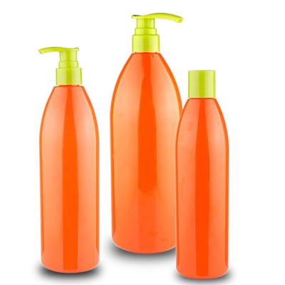 China 360ml Cosmetic PET Plastic Lotion Bullet Bottle With Screw Pump Cover for sale