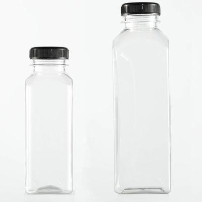 China Plastic Beverage Bottle250ml 300ml 400ml 500ml 1000ml Square Juice Bottle Milk Tea Beverage Bottle for sale