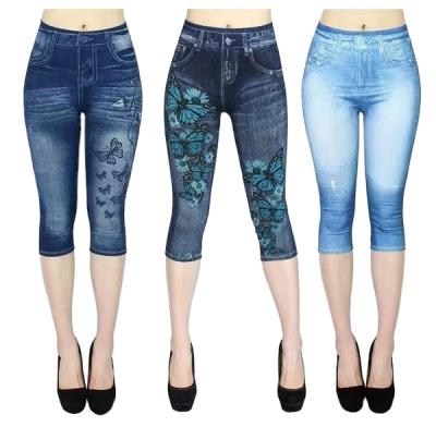 China Hot Sale Irreal Antibacterial Jeans Leggings Printed High Waist Womens Leggings Pants for sale