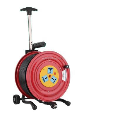 China Home Appliance Outdoor Metal Extension Reel Electric Cable Reel With 3 Outlet 220V Socket 3 Holes General Standard Industrial Cable Reel for sale