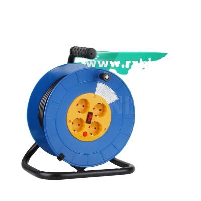 China Home Appliance Plastic European Standard 4 Plugs Small Retractable Electric Cord Cable Reel Drum China Manufacturer for sale