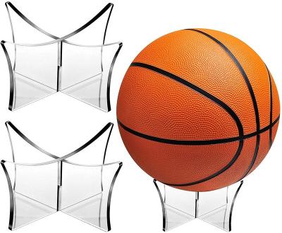 China Ball Stand Display Holder Transparent Basketball Holder Stand Football Display Case Soccer Ball Display Stand Clear Acrylic Rack JH-YM for sale