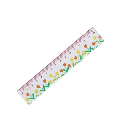 China Plastic Oil painting lovely flower acrylic ruler student office drawing measuring ruler cartoon stationery for sale